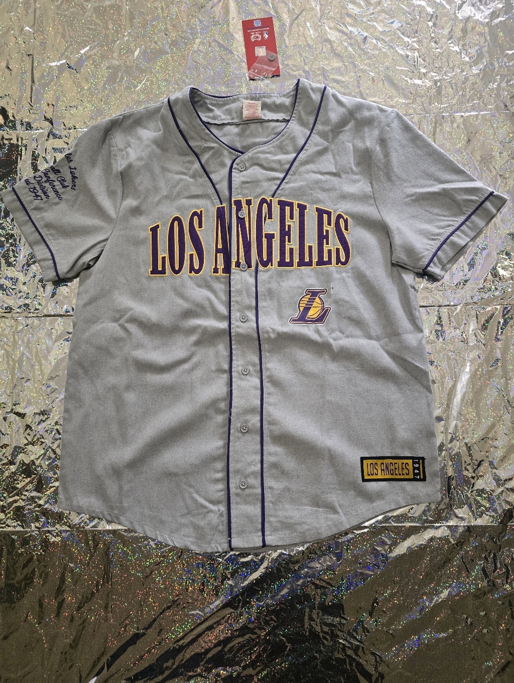 Los Angeles Lakers Gray Baseball Jersey